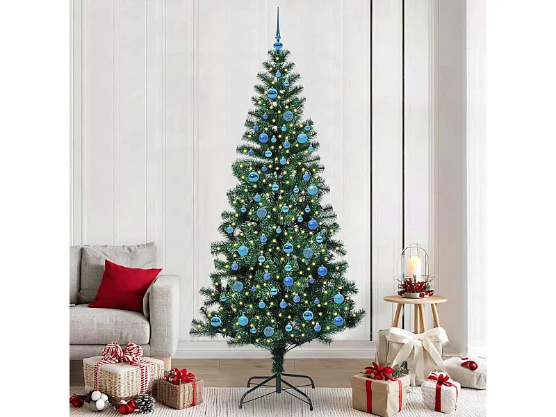 Sapin de Noël artificiel pré-éclairé Vert 240 cm PVC et métal