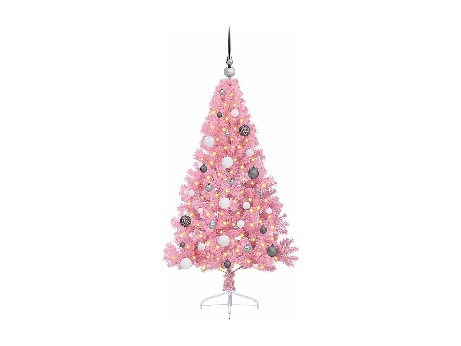 Künstlicher Weihnachtsbaum mit Beleuchtung, Rosa, 150 cm, PVC