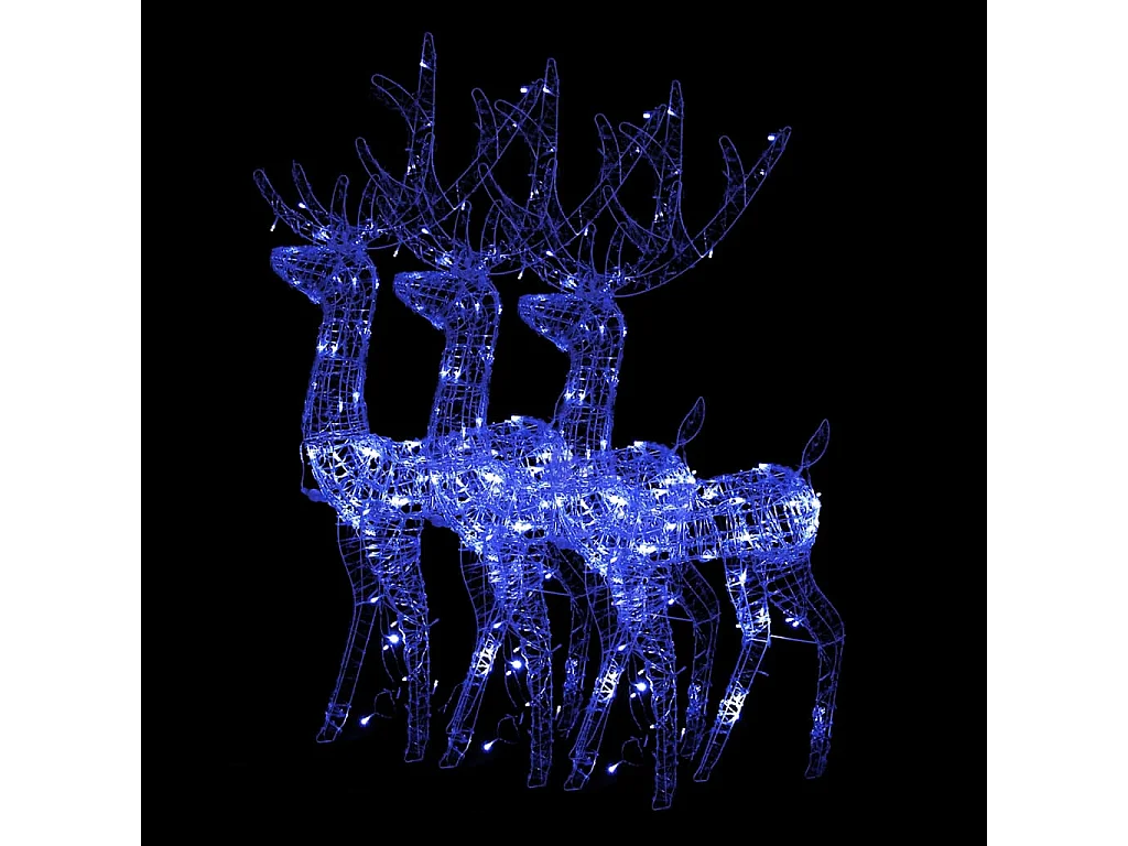 Decorazioni natalizie in acrilico con renne, 3 pezzi, 120 cm, blu