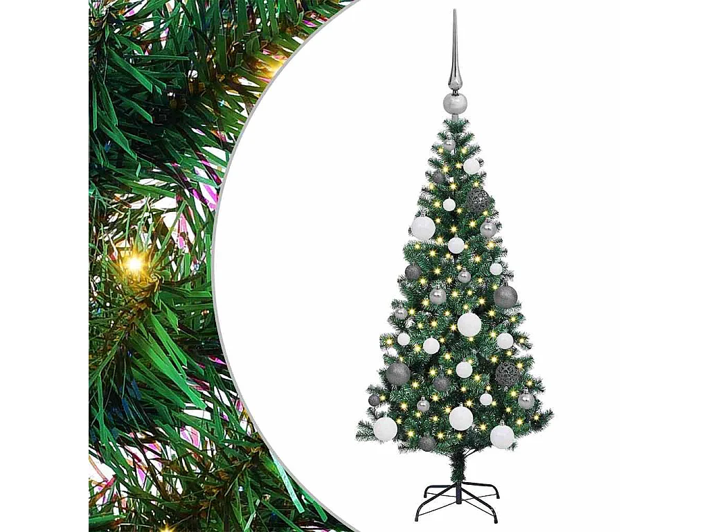 Albero di Natale artificiale preilluminato verde 120 cm PVC e metallo