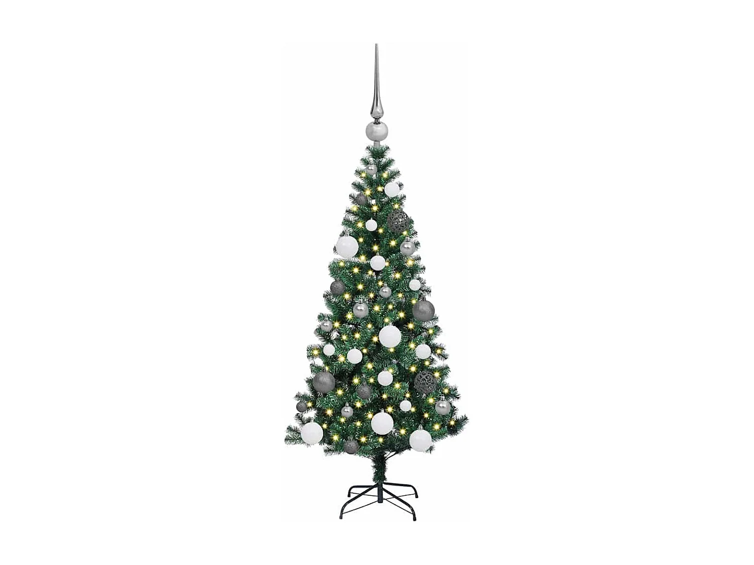 Albero di Natale artificiale preilluminato verde 120 cm PVC e metallo