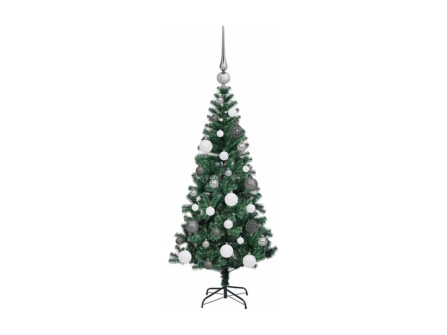 Albero di Natale artificiale preilluminato verde 120 cm PVC e metallo