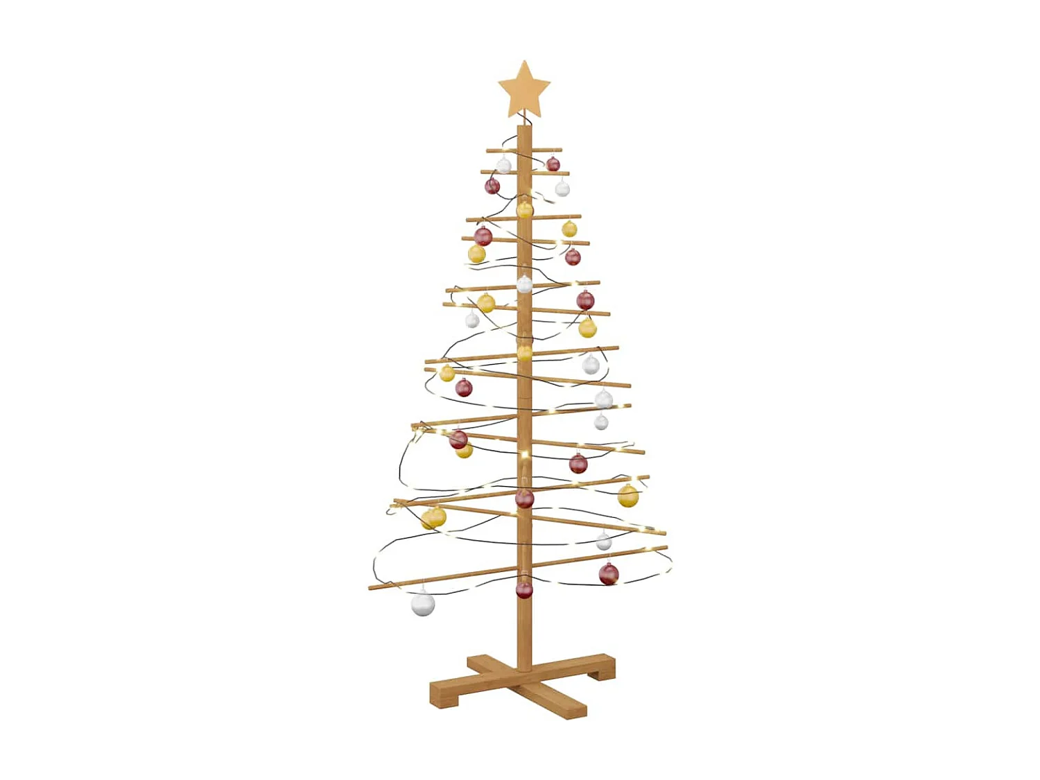 Arbre de Noël en bois avec support Marron 125 cm Bambou