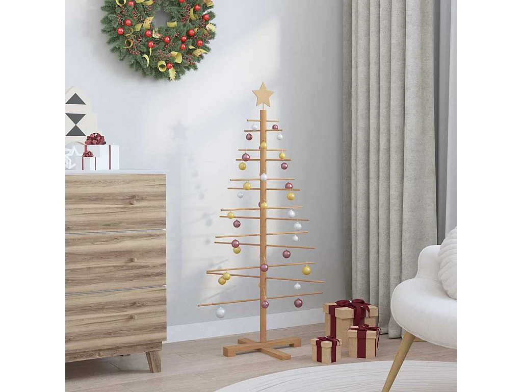 Arbre de Noël en bois avec support Marron 125 cm Bambou