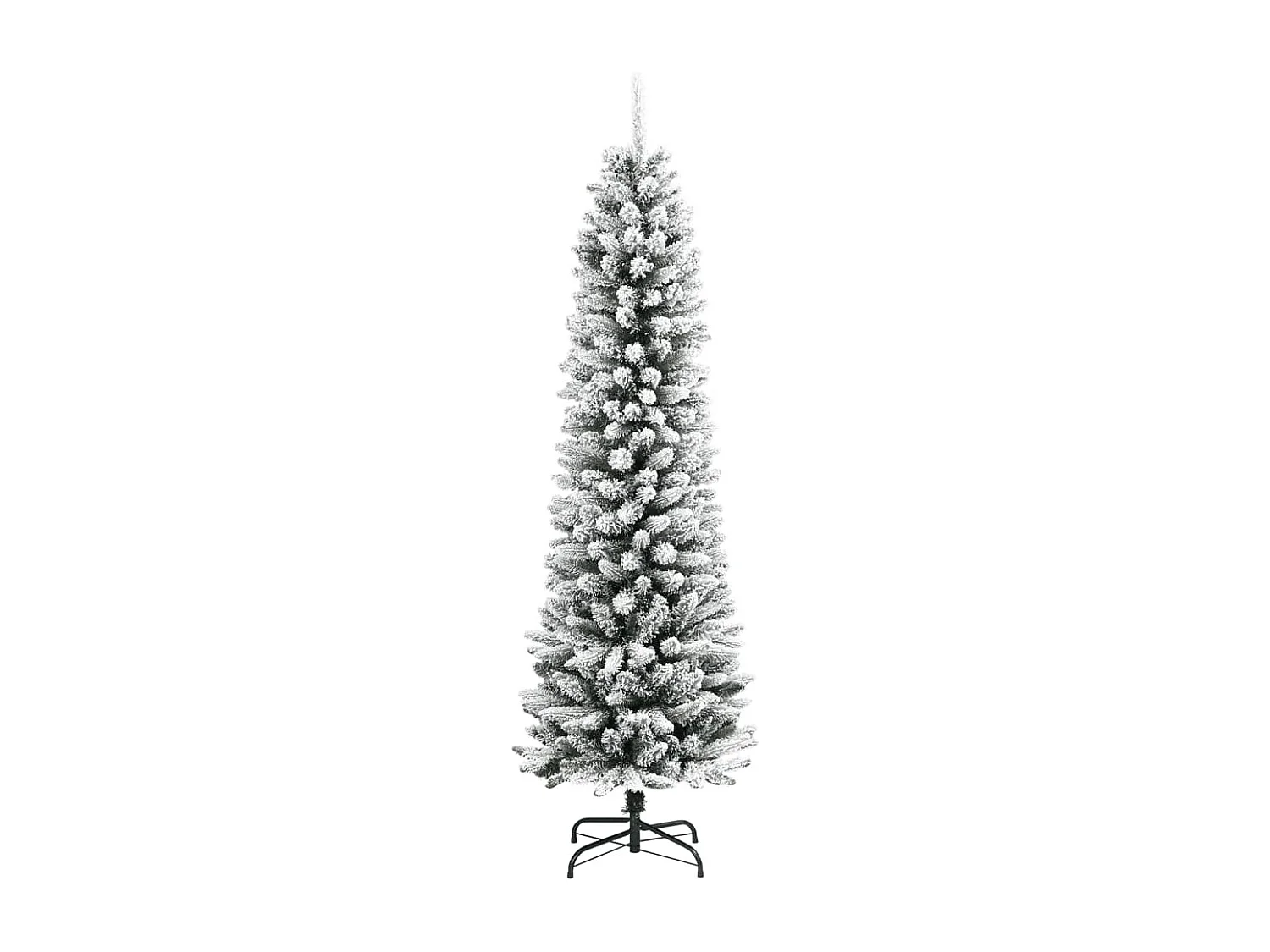 Slanke kunstkerstboom met gevlokte sneeuw 210 cm PVC/PE