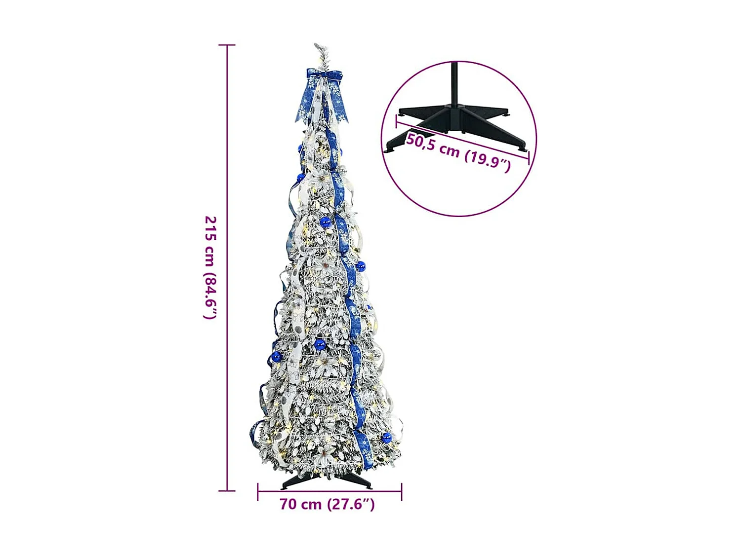 Albero di Natale artificiale con 200 LED Verde 210 cm PVC