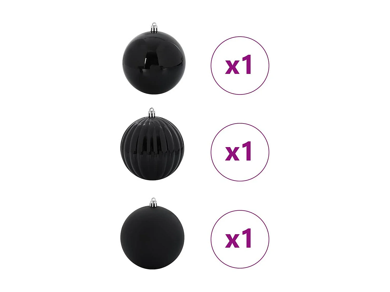 Ensemble de Boules de Noël 3 pcs Noir