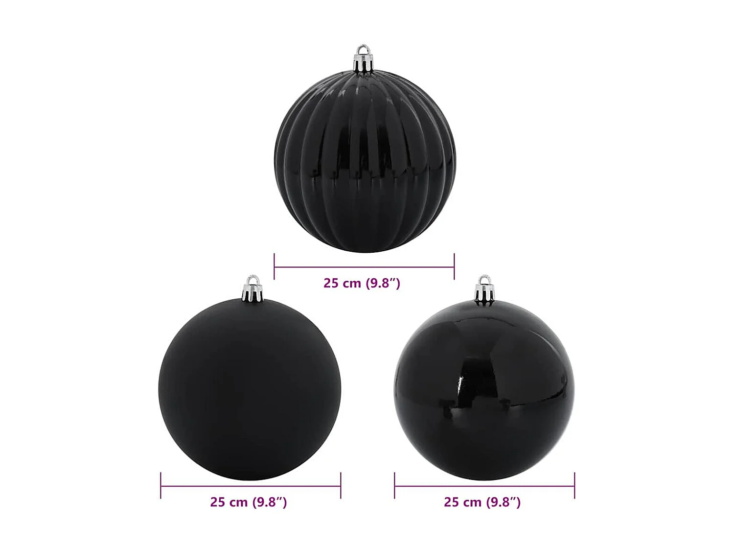 Ensemble de Boules de Noël 3 pcs Noir