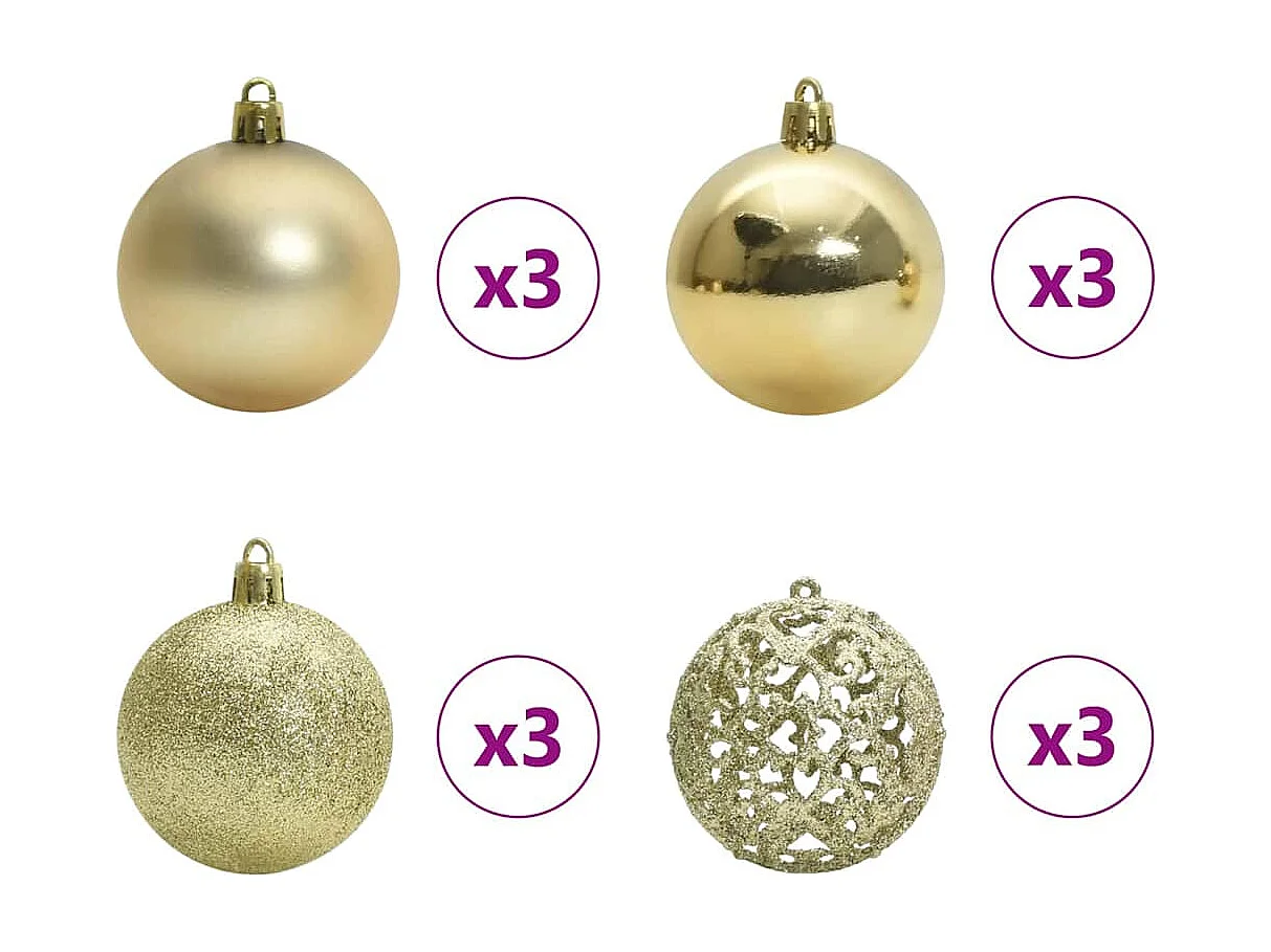 Sapin de Noël artificiel pré-éclairé à l'envers avec ensemble de boules