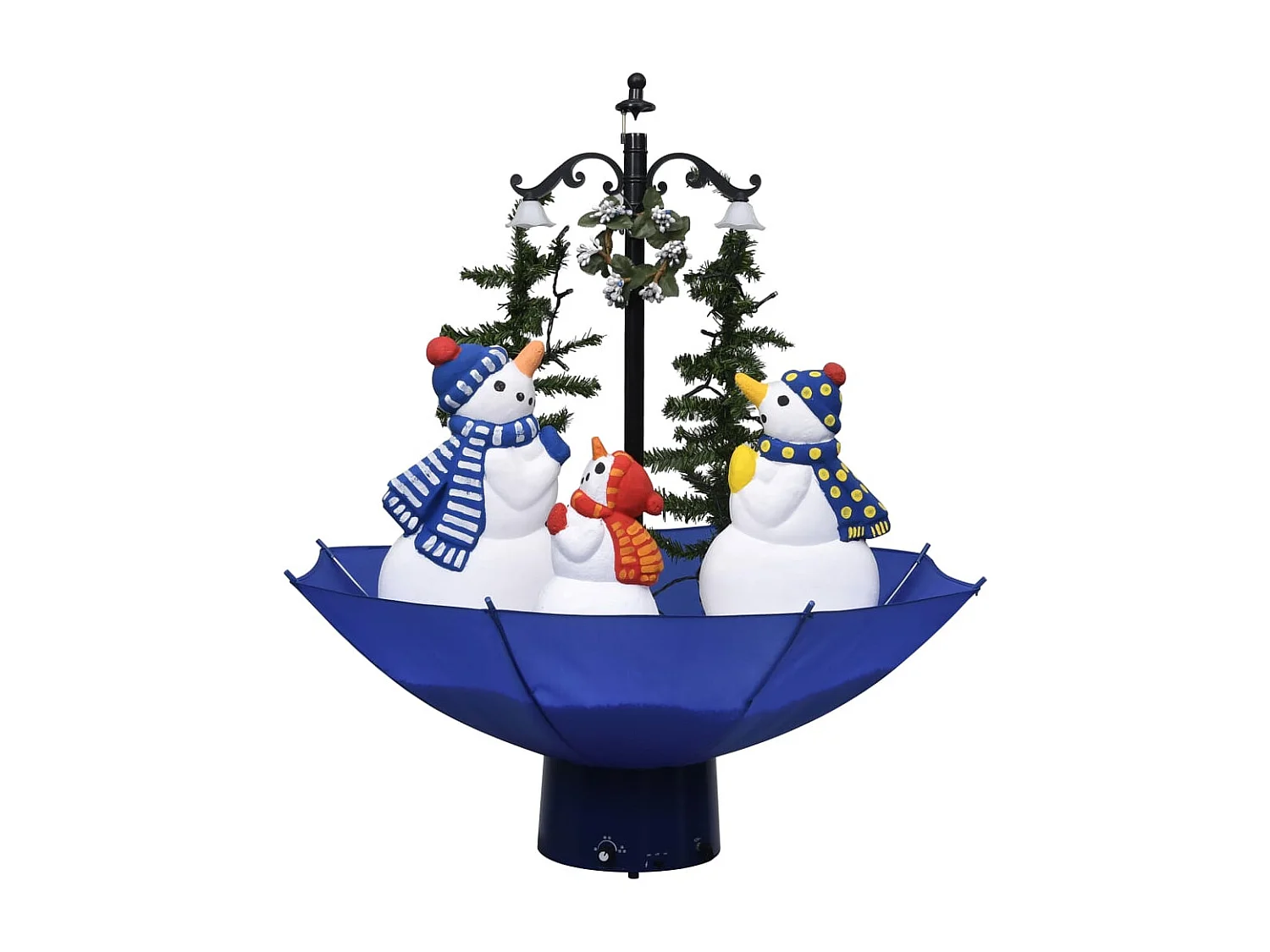 Besneeuwde kerstboom met parasolvoet blauw 75cm PVC