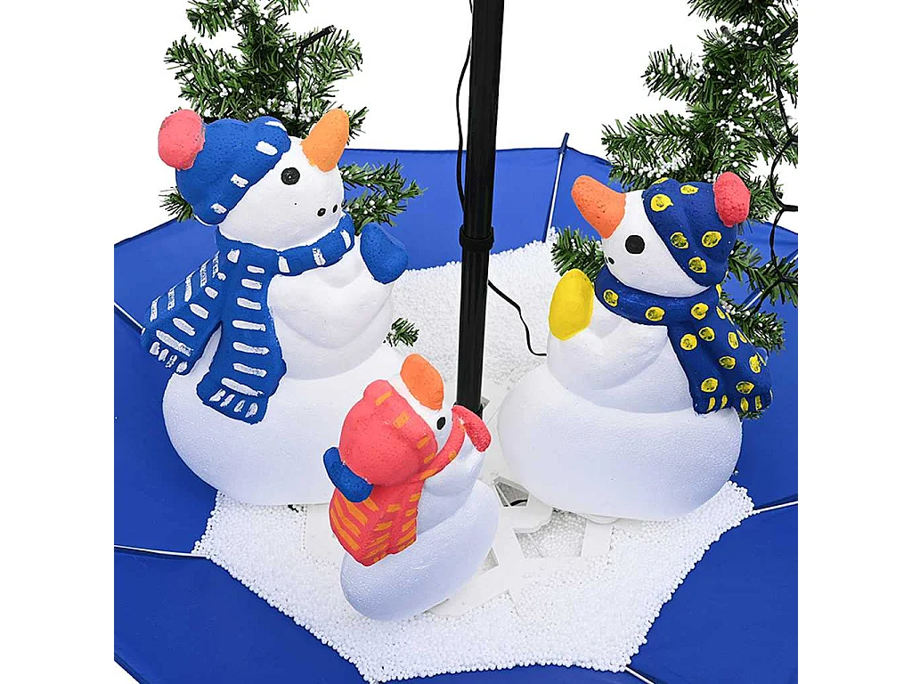 Besneeuwde kerstboom met parasolvoet blauw 75cm PVC