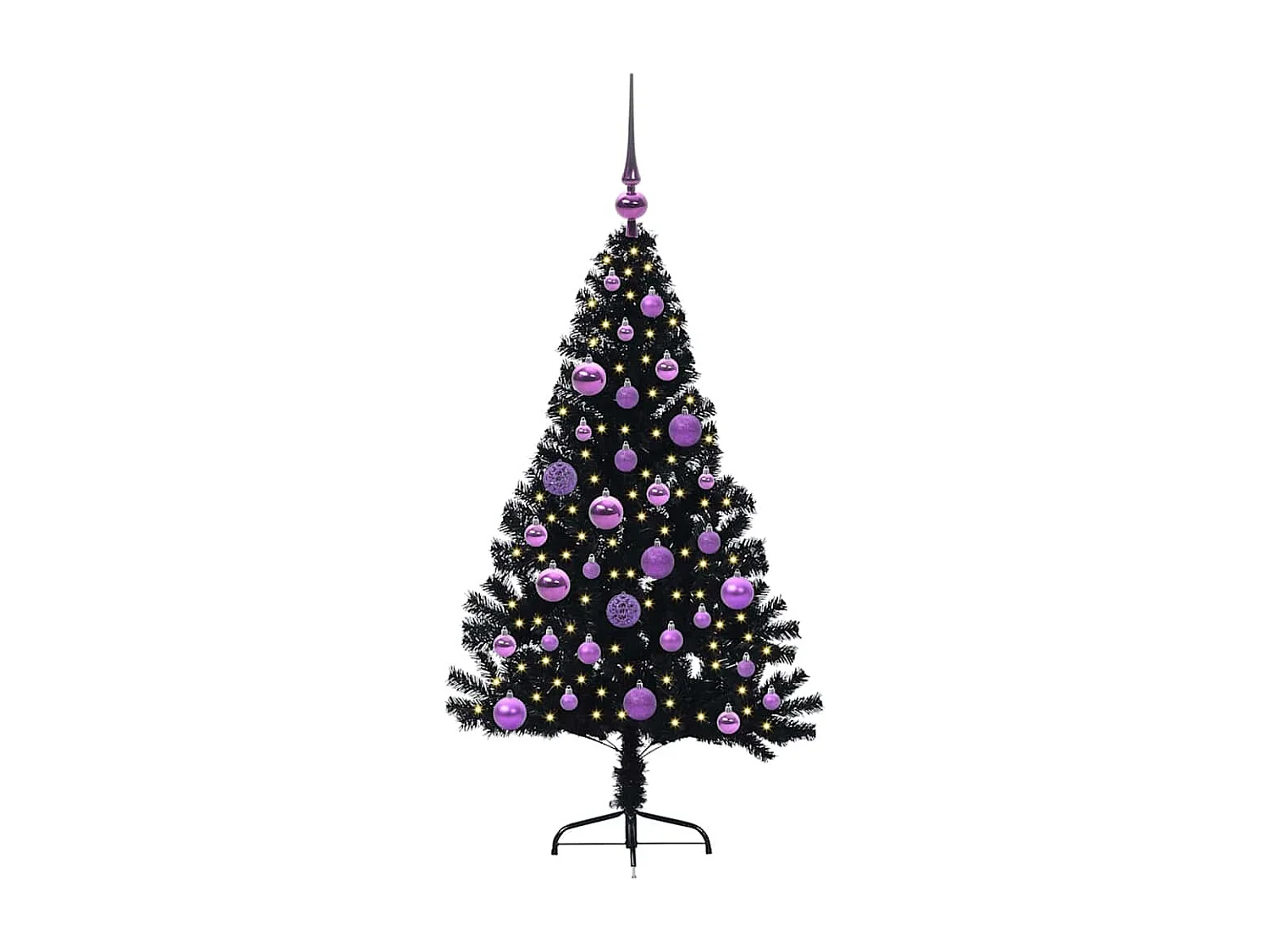 Sapin de Noël artificiel pré-éclairé Noir 120 cm PVC