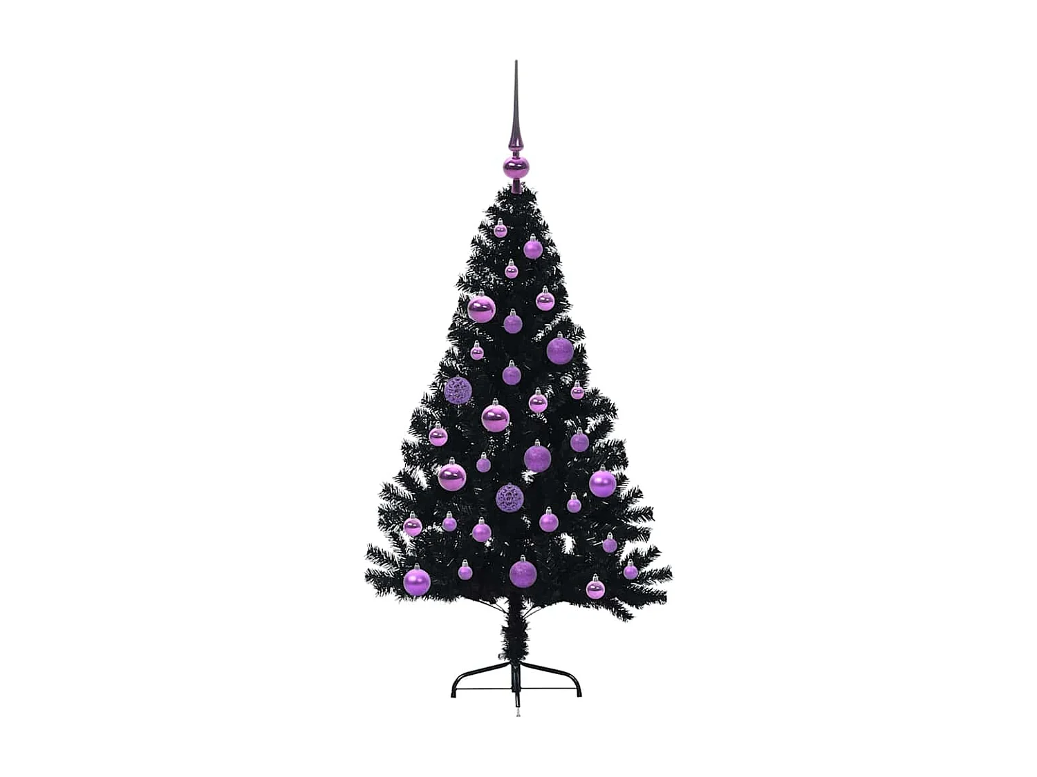 Voorverlichte kunstkerstboom zwart 120cm PVC