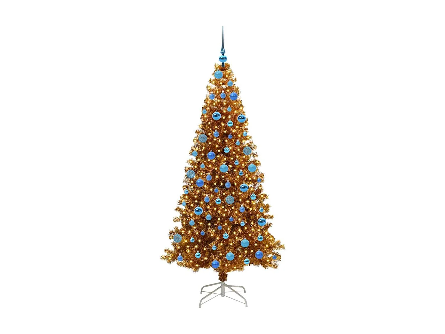 Sapin de Noël avec 300 LED avec support Doré 180 cm PET