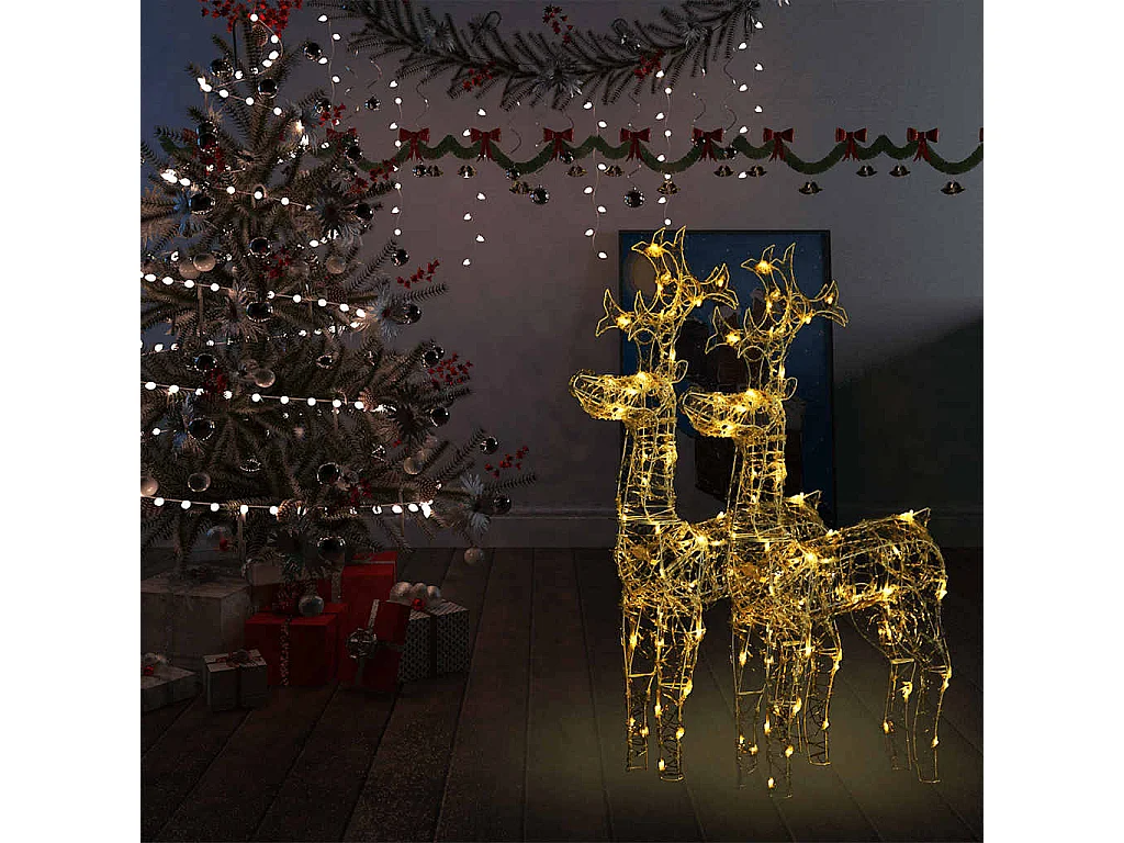 Decorazioni natalizie a forma di renna 2 pezzi 60x16x100 cm in acrilico