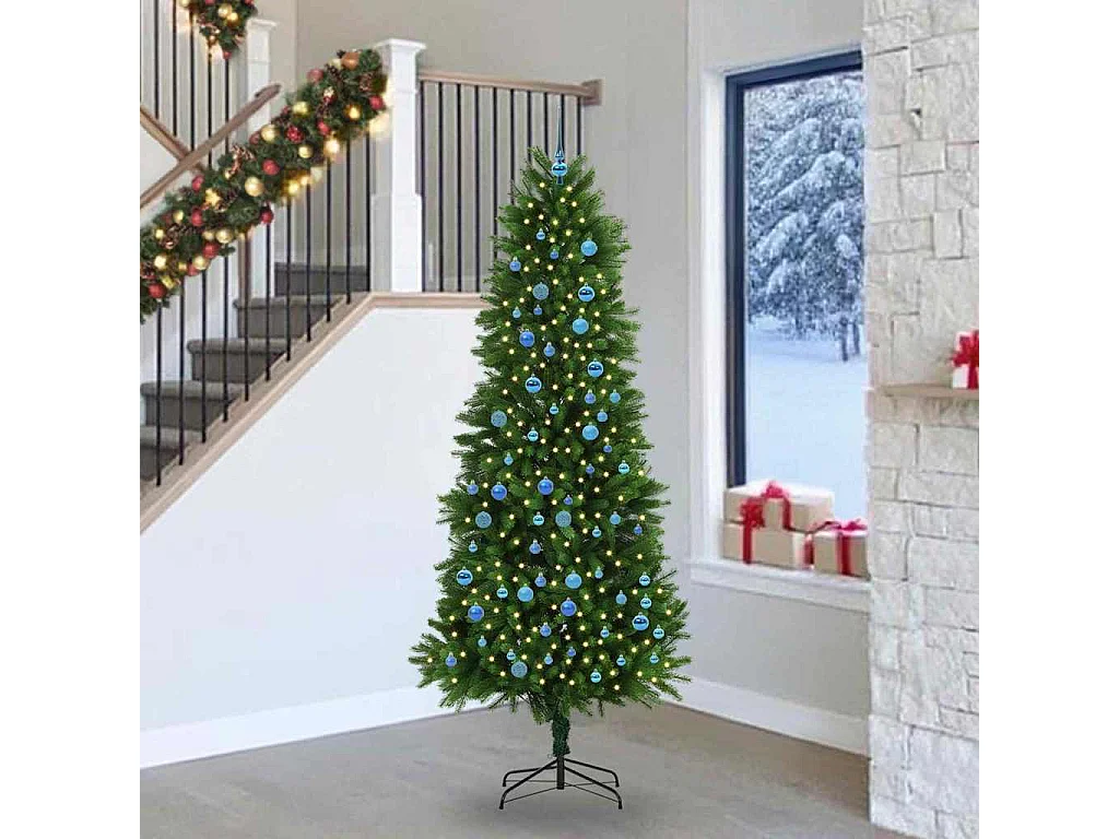 Sapin de Noël avec 300 LED avec support Vert 240 cm PE