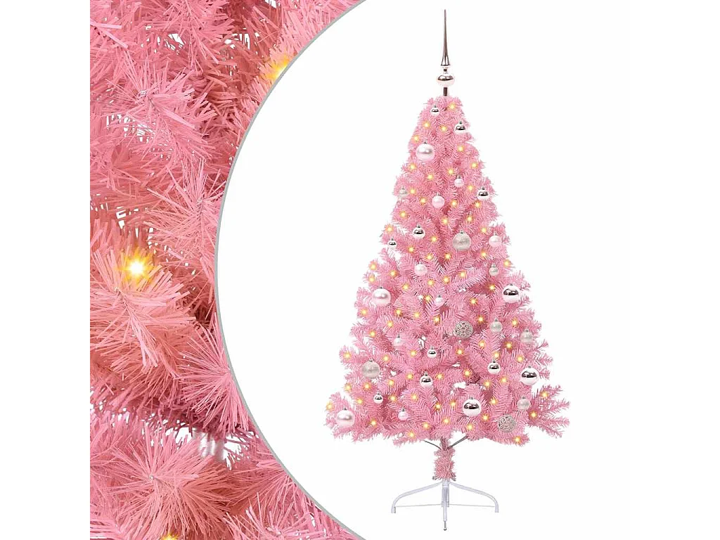 Sapin de Noël artificiel pré-éclairé Rose 150 cm PVC