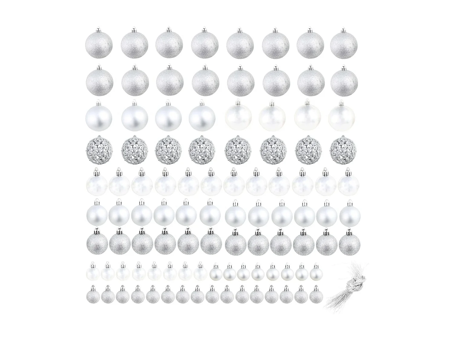 Ensemble de boules de Noël 100 pcs 3/4/6 cm Argenté