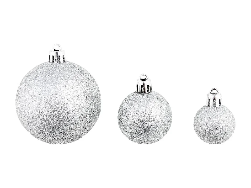 Kerstballenset 100 stuks 3/4/6 cm Zilver