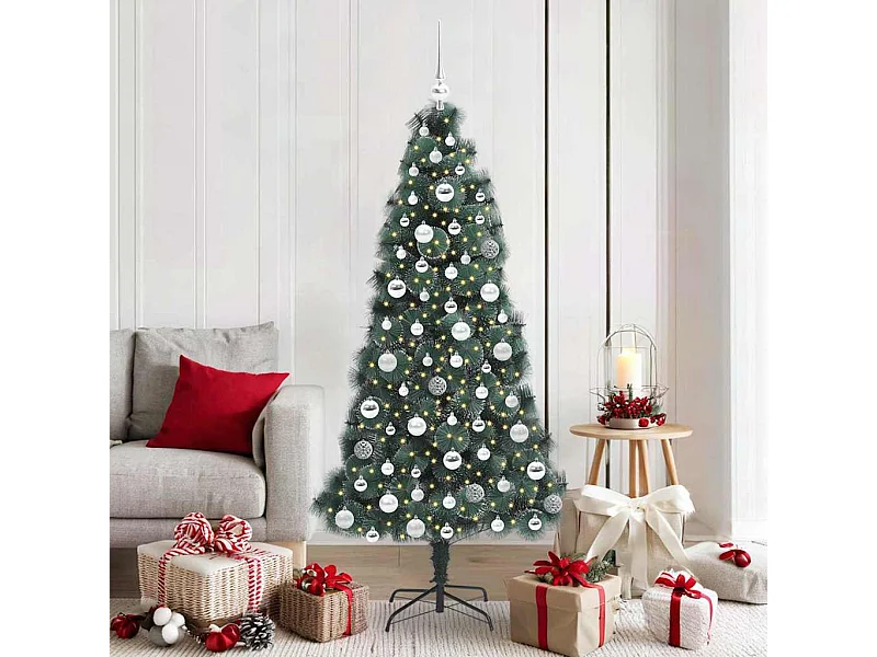 Albero di Natale artificiale preilluminato con set di palline