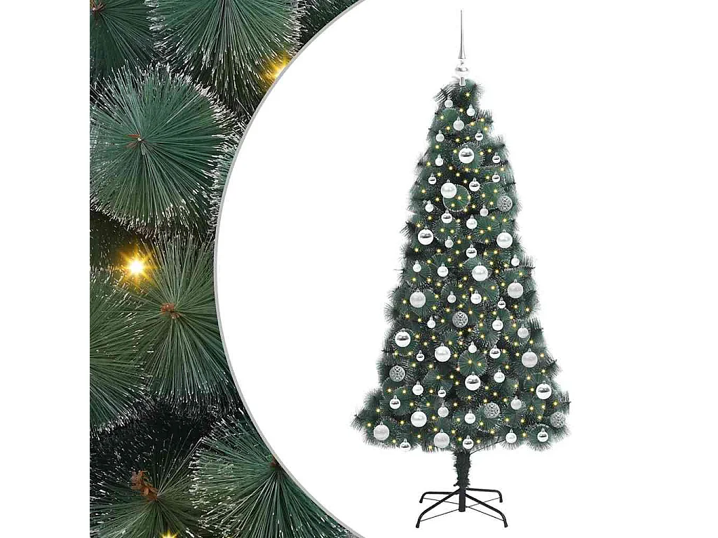 Voorverlichte kunstkerstboom met kerstballenset