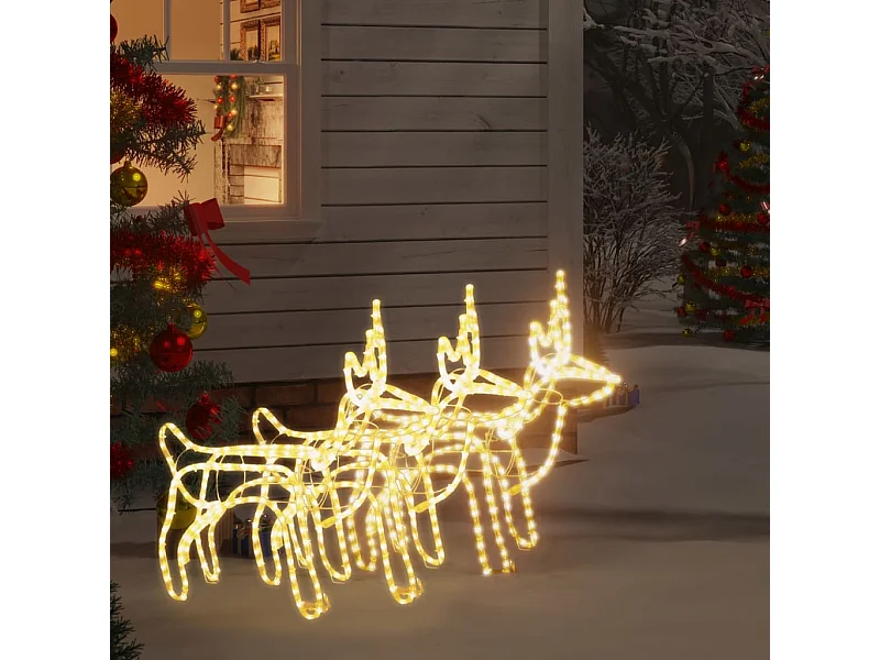 Rennes de Noël 3 pcs Blanc chaud 60x30x60 cm