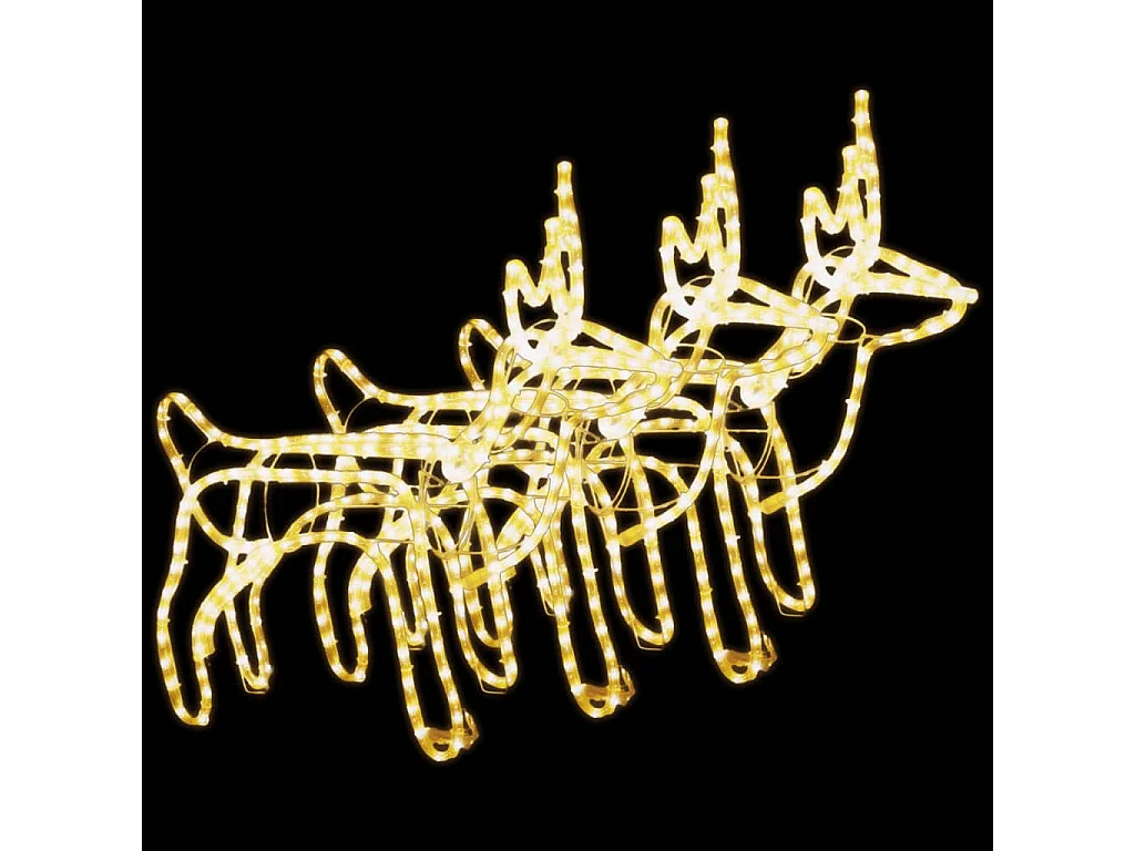 Rennes de Noël 3 pcs Blanc chaud 60x30x60 cm