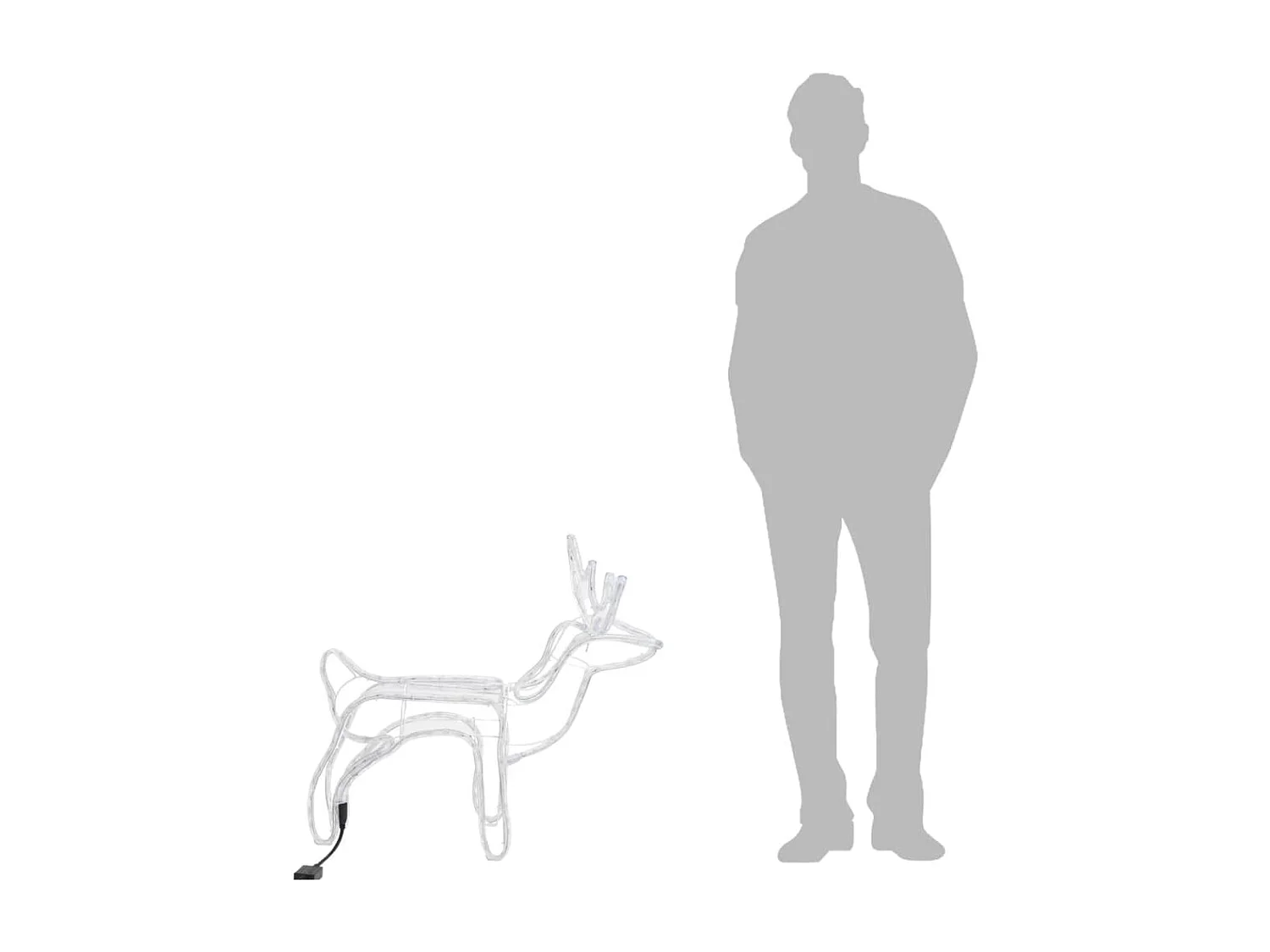 Rennes de Noël 3 pcs Blanc chaud 60x30x60 cm