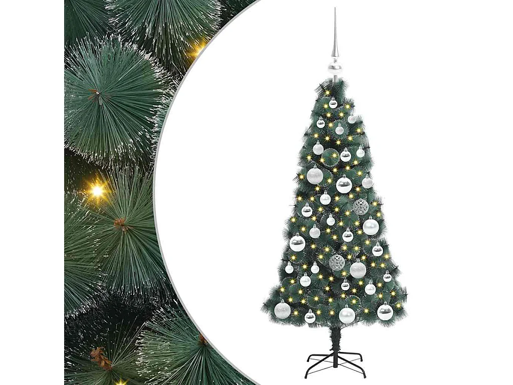 Voorverlichte kunstkerstboom met kerstballenset