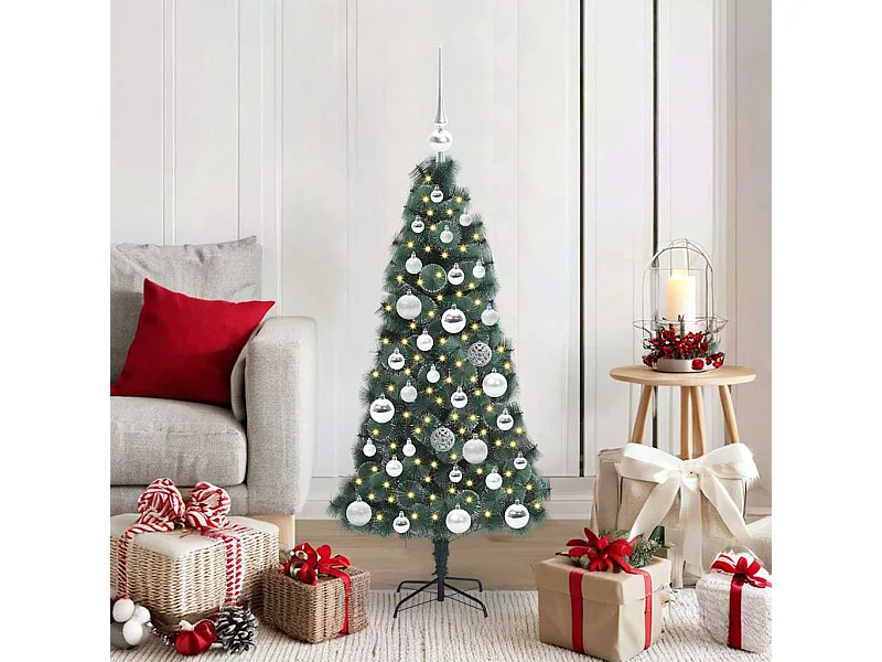 Albero di Natale artificiale preilluminato con set di palline