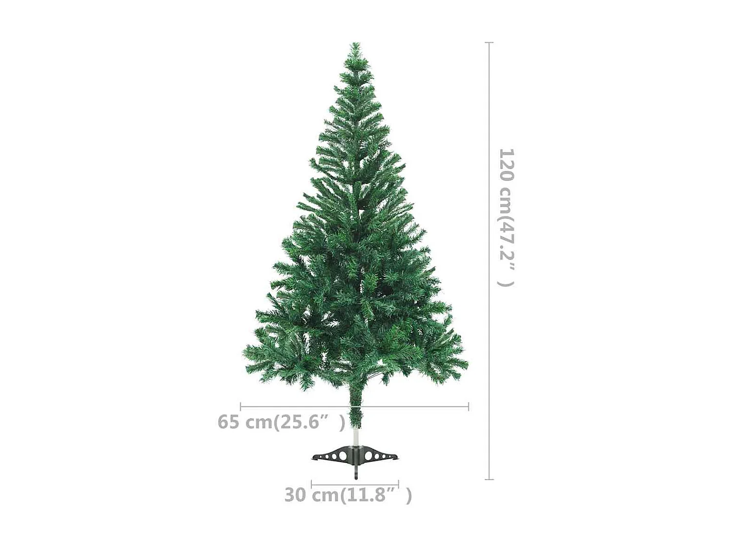 Voorverlichte kunstkerstboom/kerstballen 120 cm 230 takken