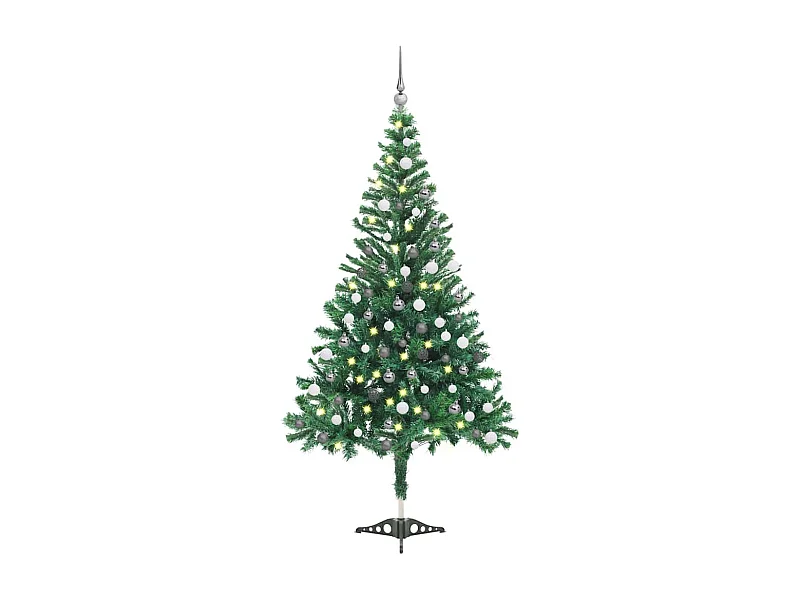 Voorverlichte kunstkerstboom/kerstballen 120 cm 230 takken