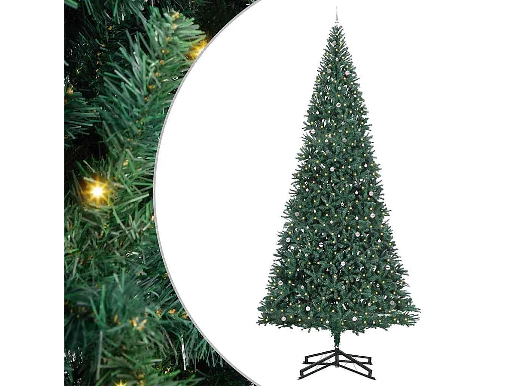 Albero di Natale artificiale preilluminato con set di palline