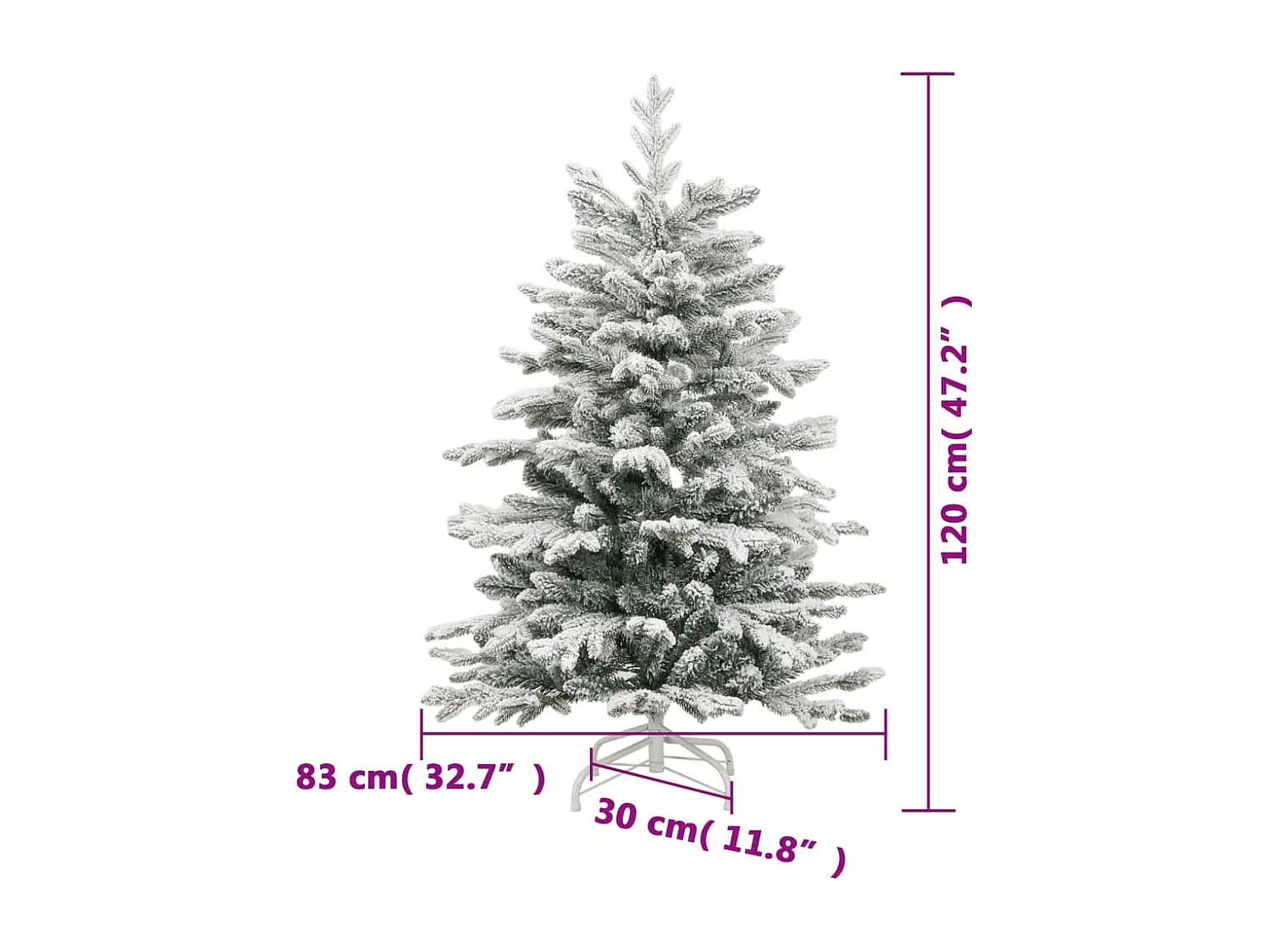 Albero di Natale artificiale con cerniera e neve ricoperti 120 cm