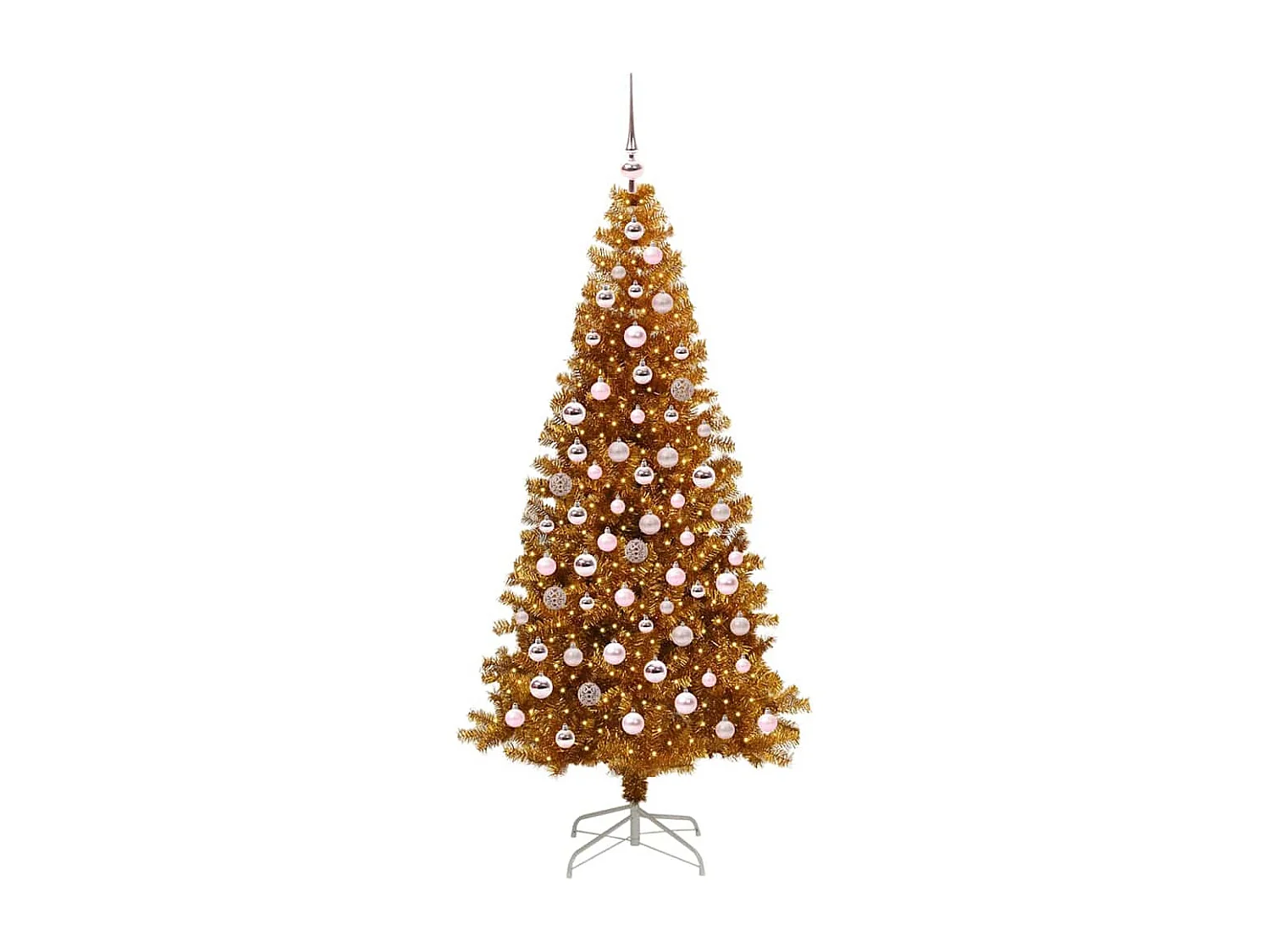 Albero di Natale con 300 LED con supporto Oro 180 cm PET