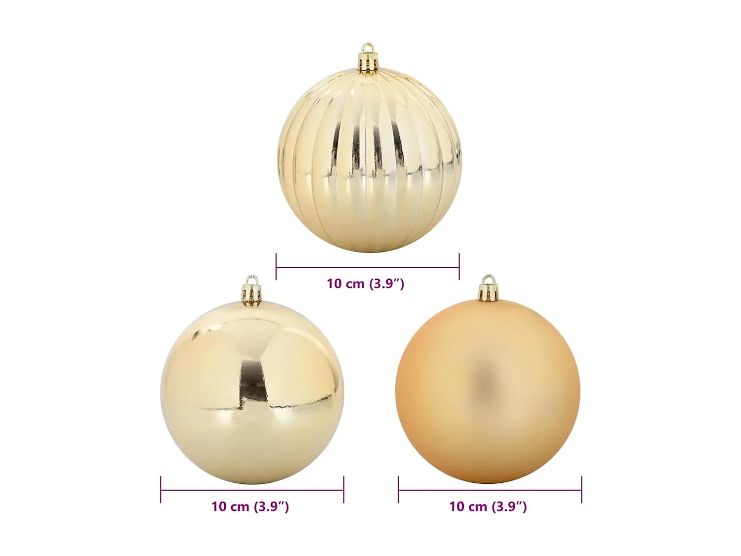 Ensemble de Boules de Noël 15 pcs Doré