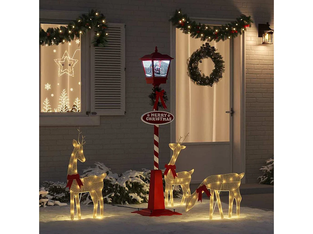 Lampe de rue de Noël avec lanterne Rouge 40,5x40,5x180cm