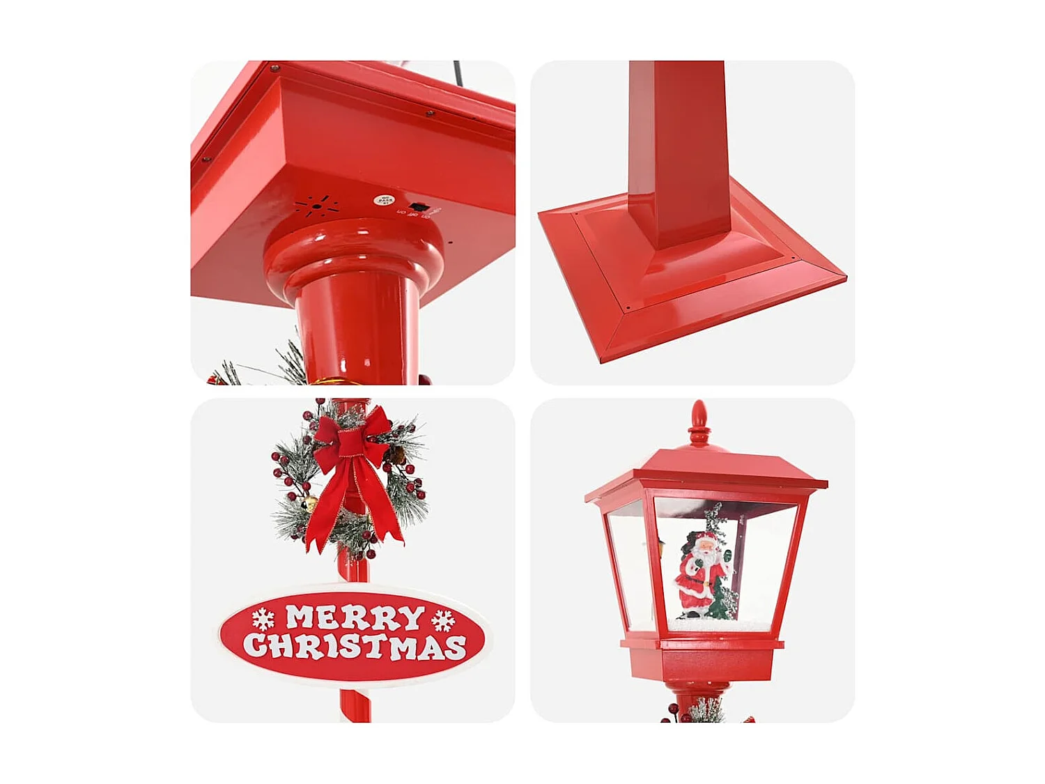 Lampe de rue de Noël avec lanterne Rouge 40,5x40,5x180cm