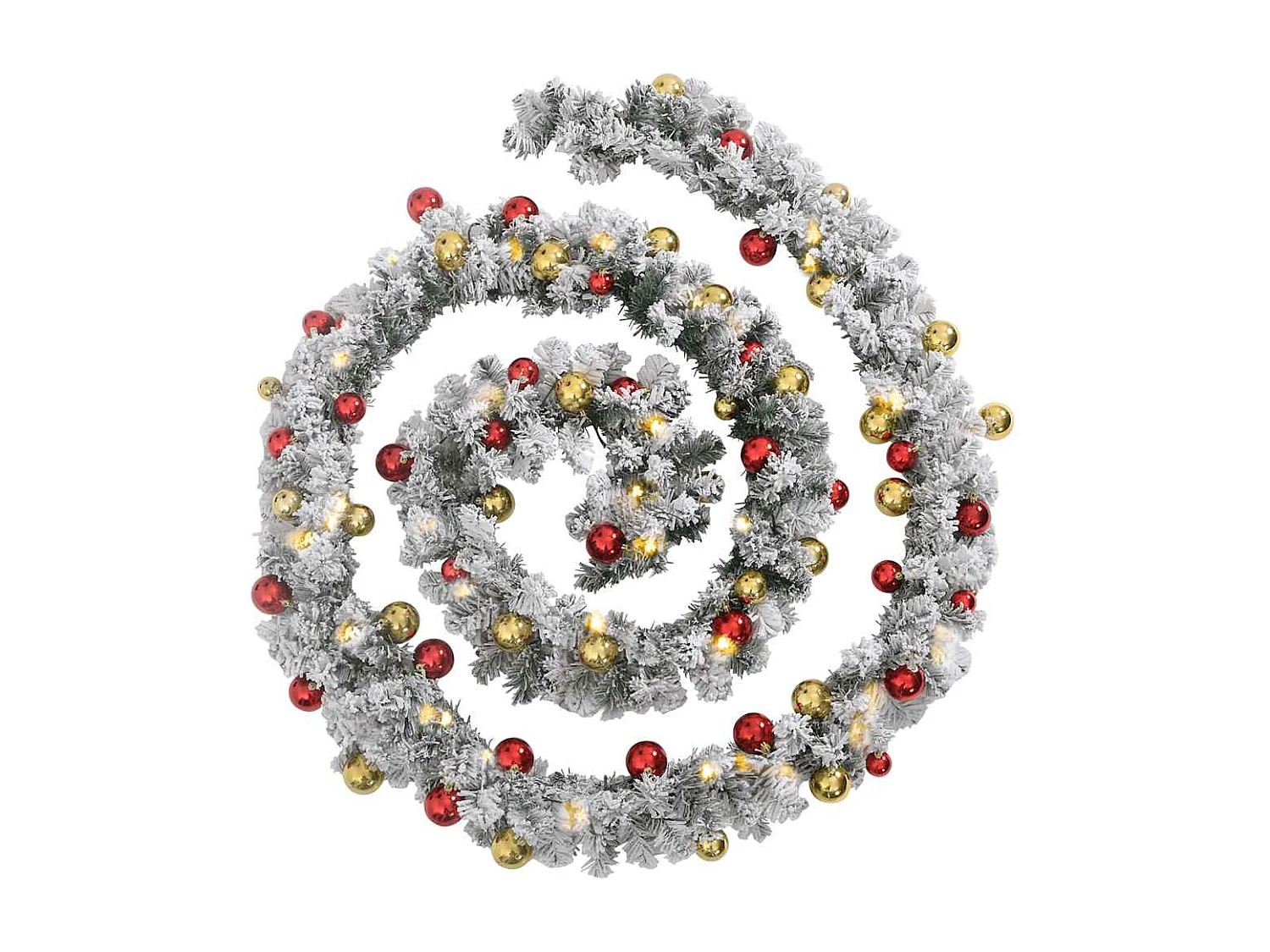 Guirlande de Noël avec boules et lumières LED vert 5 m PVC