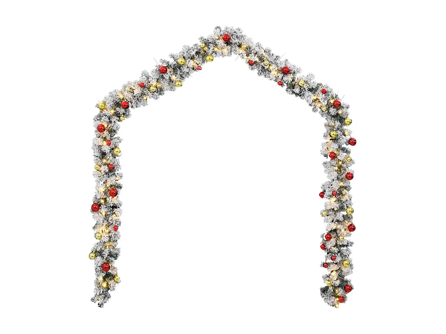 Guirlande de Noël avec boules et lumières LED vert 5 m PVC