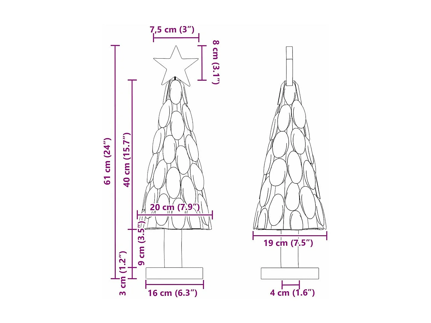 Kerstboom met standaard Bruin 60 cm Massief teakhout
