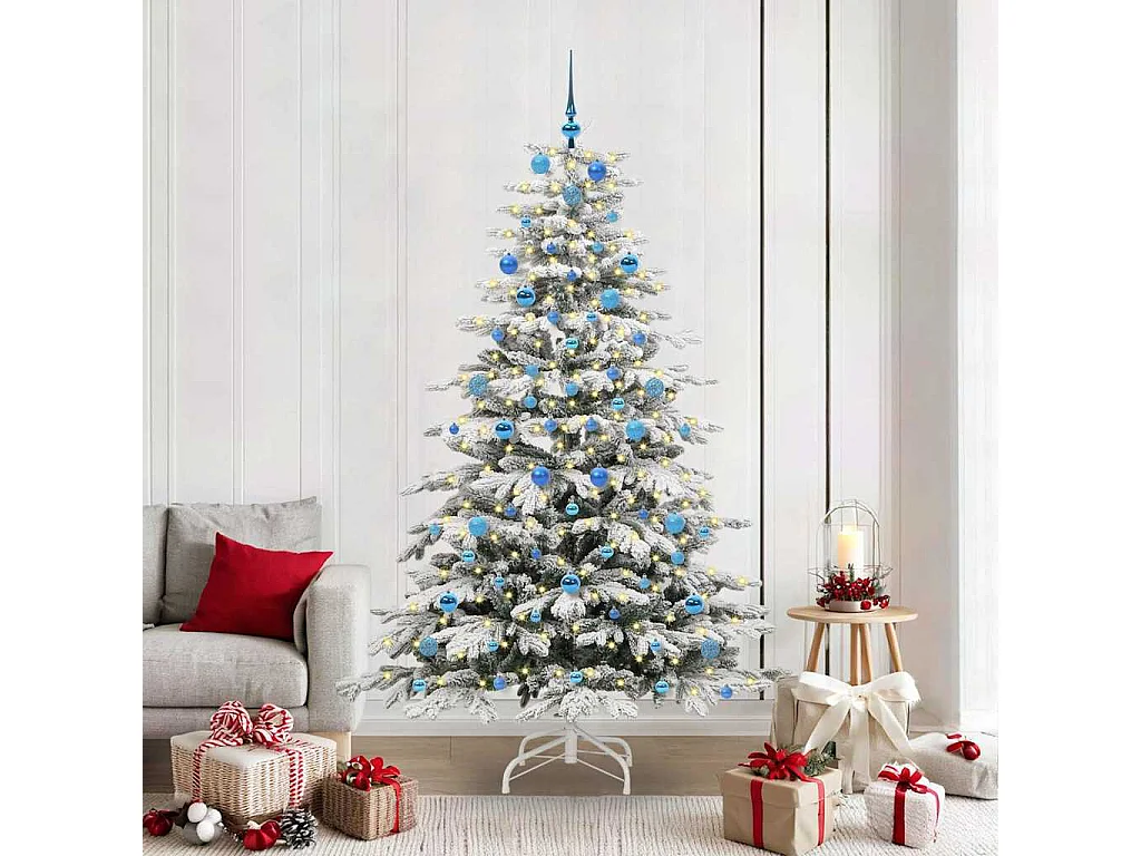Sapin de Noël Artificiel à Branches Articulées Blanc 210 cm