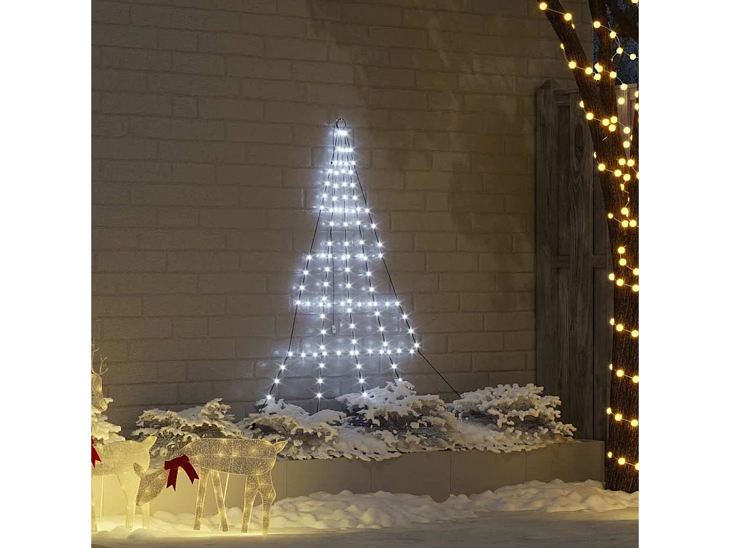 Albero di Natale a LED con picchetti da terra Bianco freddo 180 cm Metallo