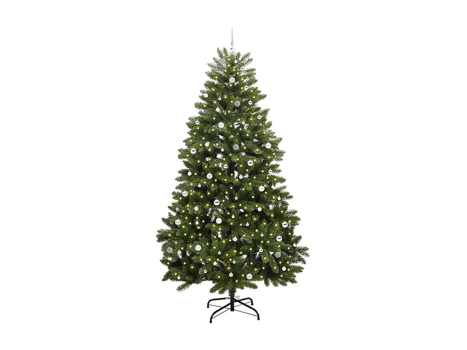 Künstlicher Weihnachtsbaum mit 300 LEDs Grün 300 cm PVC und Metall