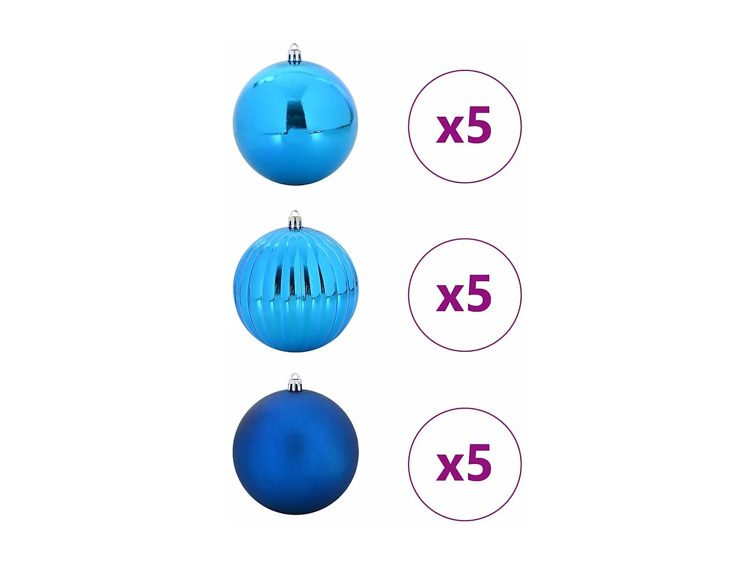 Ensemble de Boules de Noël 15 pcs Bleu