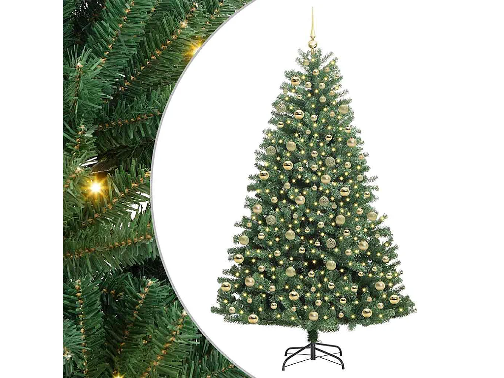 Albero di Natale artificiale con rami incernierati verde 210 cm