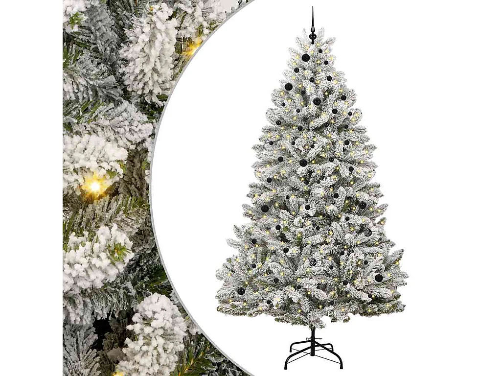 Kunstkerstboom Groen en wit 270 cm PVC en metaal