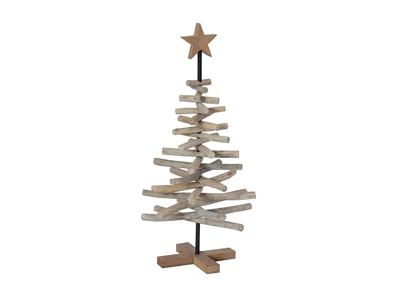 Albero di Natale con supporto marrone 90 cm in legno massello di teak
