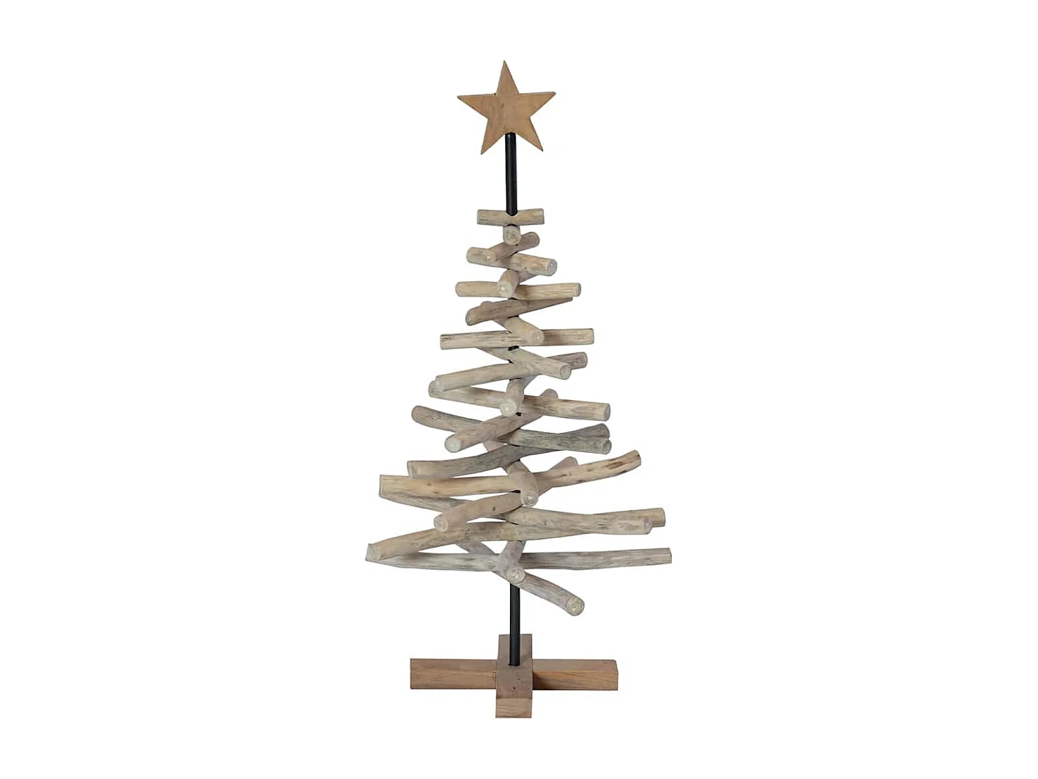 Albero di Natale con supporto marrone 90 cm in legno massello di teak