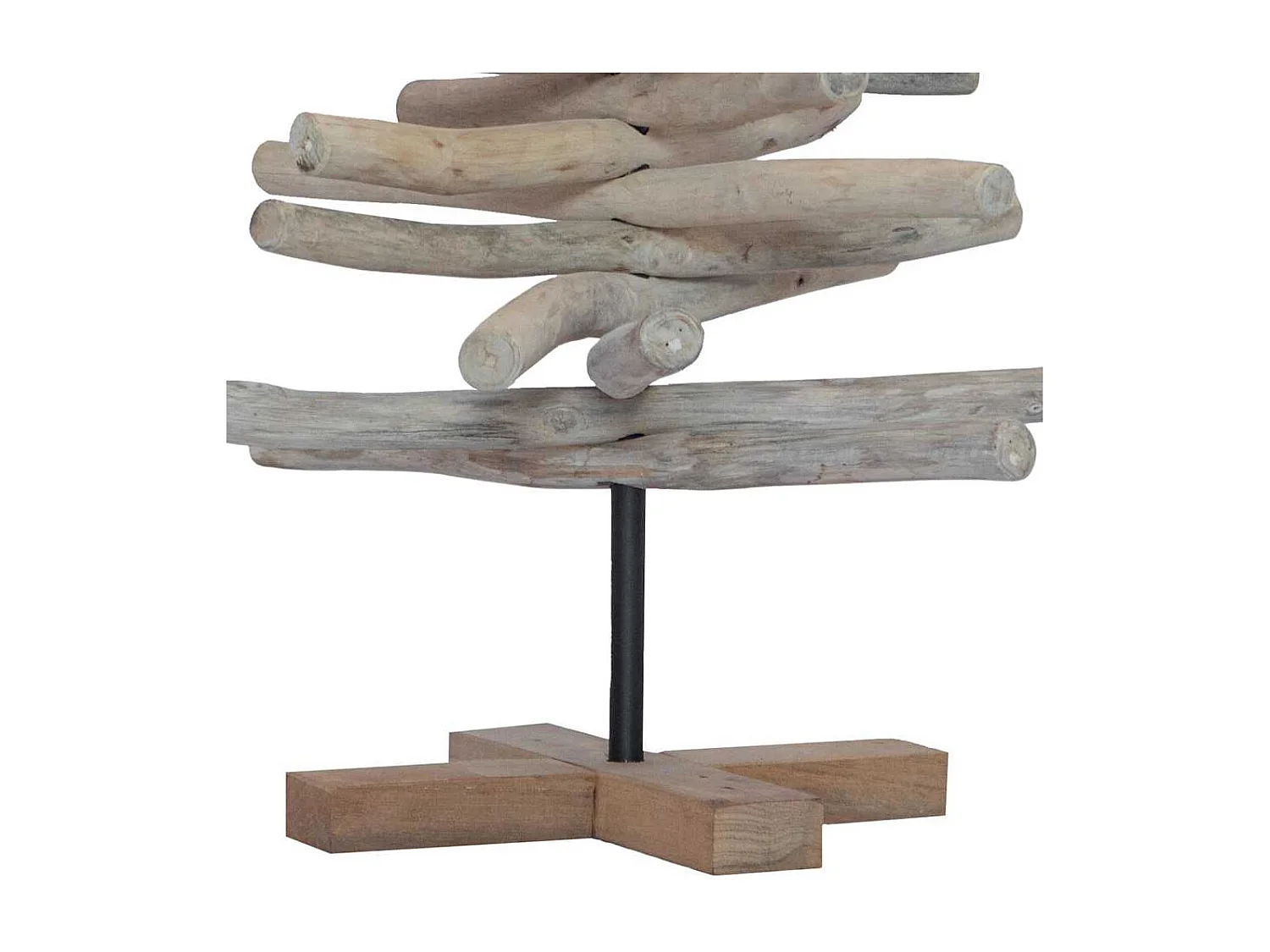 Albero di Natale con supporto marrone 90 cm in legno massello di teak